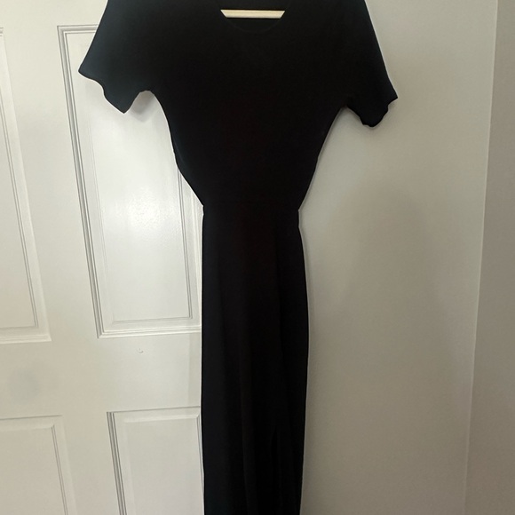 ANTHROPOLOGIE Bordeaux Cutout A-Line Midi Dress Petite Large Black - Picture 4 of 6